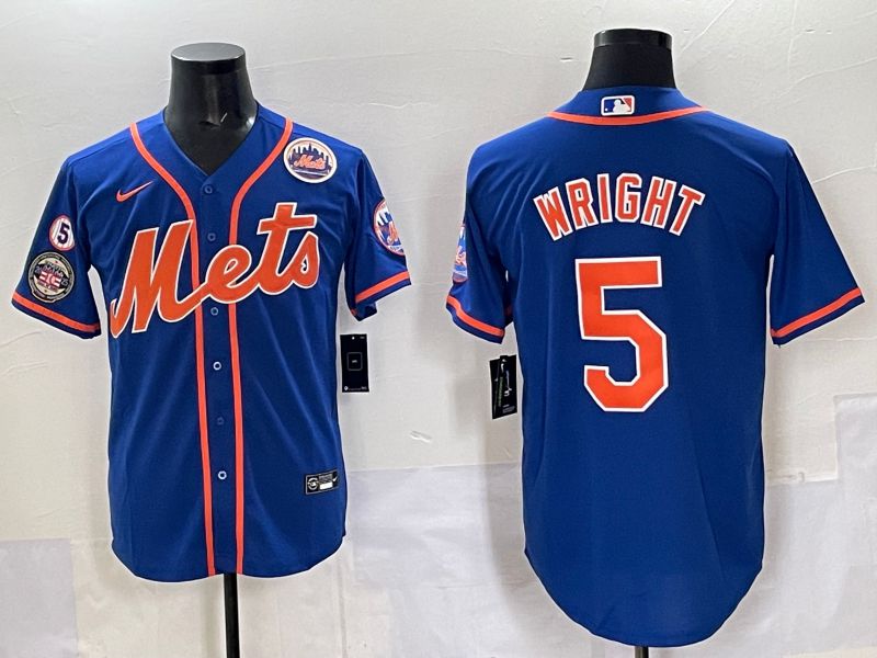 Men 2025 New York Mets #5 Wright Blue Game Nike MLB Jersey style 011->new york mets->MLB Jersey